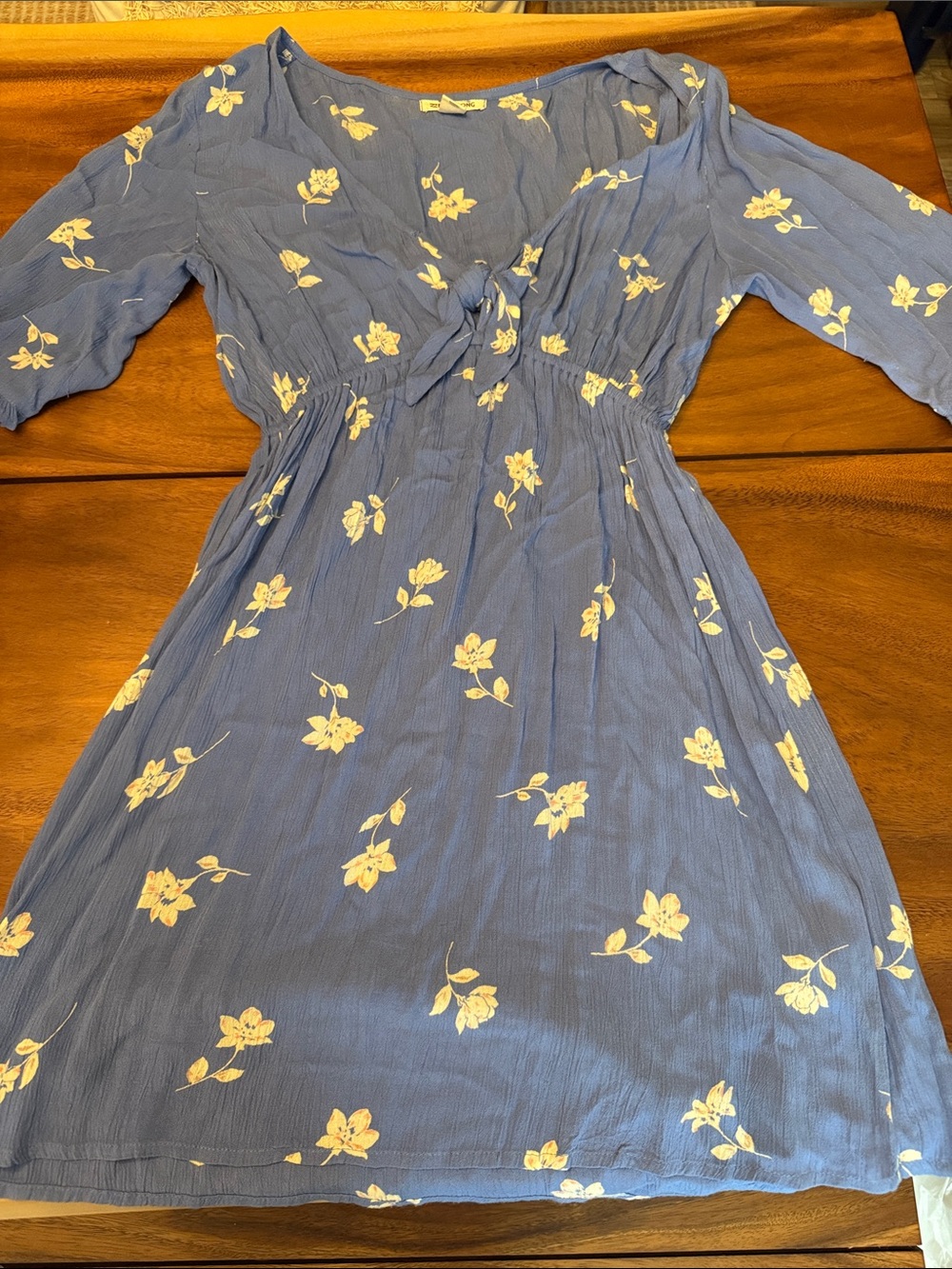 Billabong Blue Mini Dress with Cream Floral Print